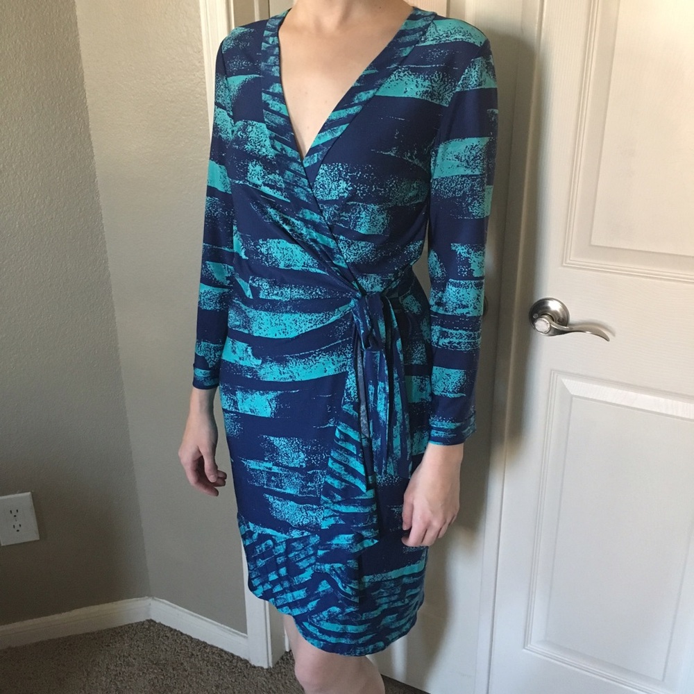 BCBGMaxAzria Blue and Teal Mini Dress